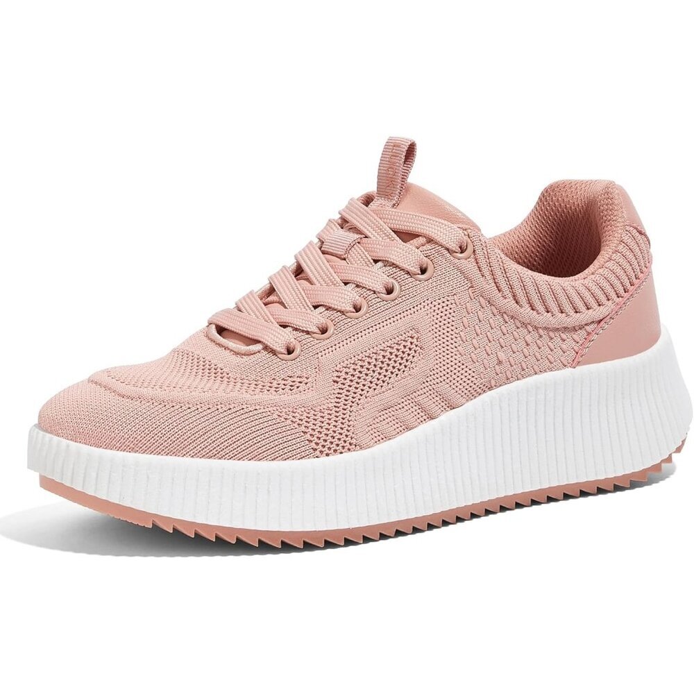 Lucky Step Women's Nude Platform Sneakers Rhinestone Fashion Chunky Shoes